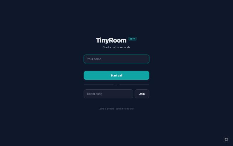 TinyRoom - Video Chat — screenshot