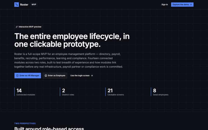 Roster — Employee Management MVP — screenshot