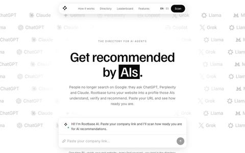 Rootbase: The directory for AI agents — screenshot