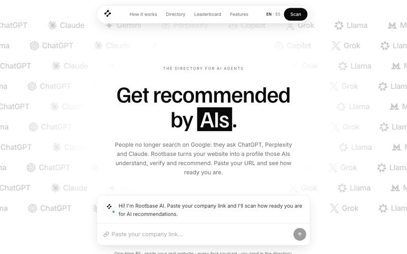 Rootbase: The directory for AI agents — screenshot