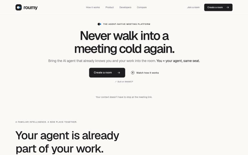 Roumy — The Agent-Native Meeting Platform — screenshot