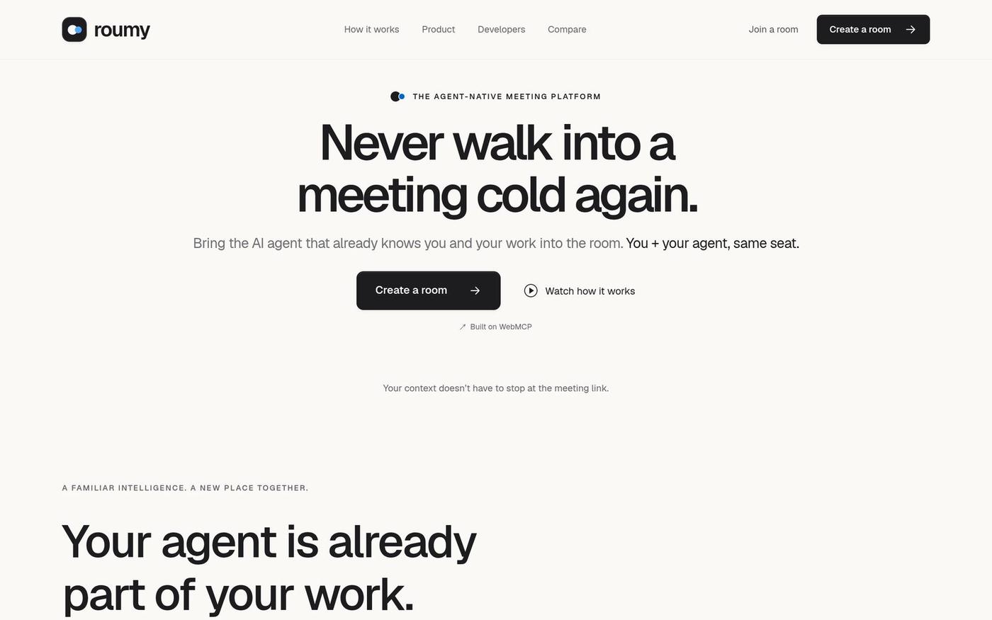 Roumy — The Agent-Native Meeting Platform — screenshot