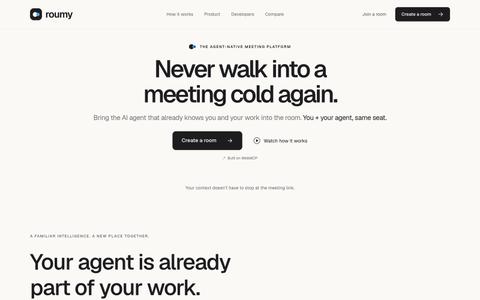 Roumy — The Agent-Native Meeting Platform — screenshot