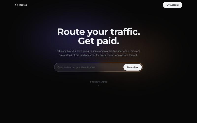Routee - route your traffic, get paid — screenshot
