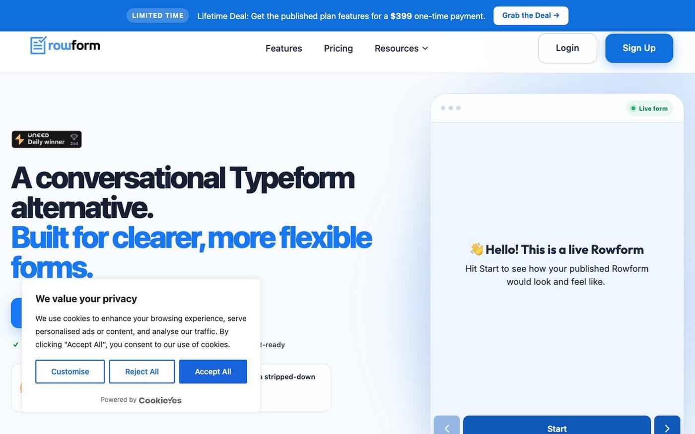 Rowform | AI-Powered Conversational Form Builder — screenshot
