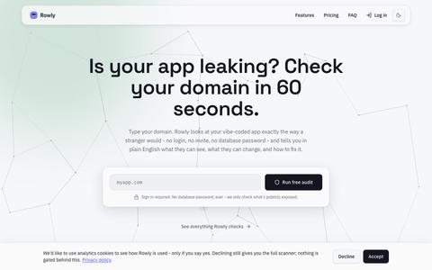 Rowly - Free Domain, Database & Password Security Checks — screenshot