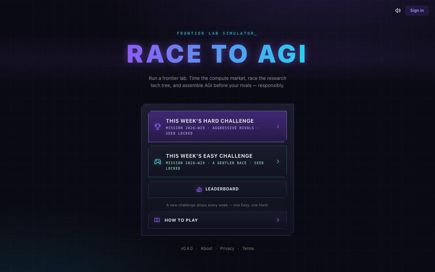 Race to AGI — build AGI before your rivals — screenshot