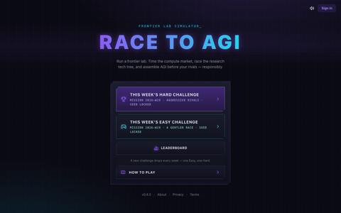 Race to AGI — build AGI before your rivals — screenshot