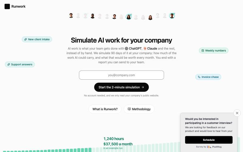 AI work simulator - Runwork — screenshot