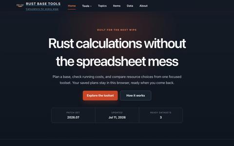Rust Base Tools | Calculators and Wipe Planning — screenshot