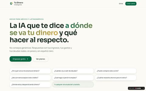 Tu Dinero Inteligente — IA financiera para México — screenshot