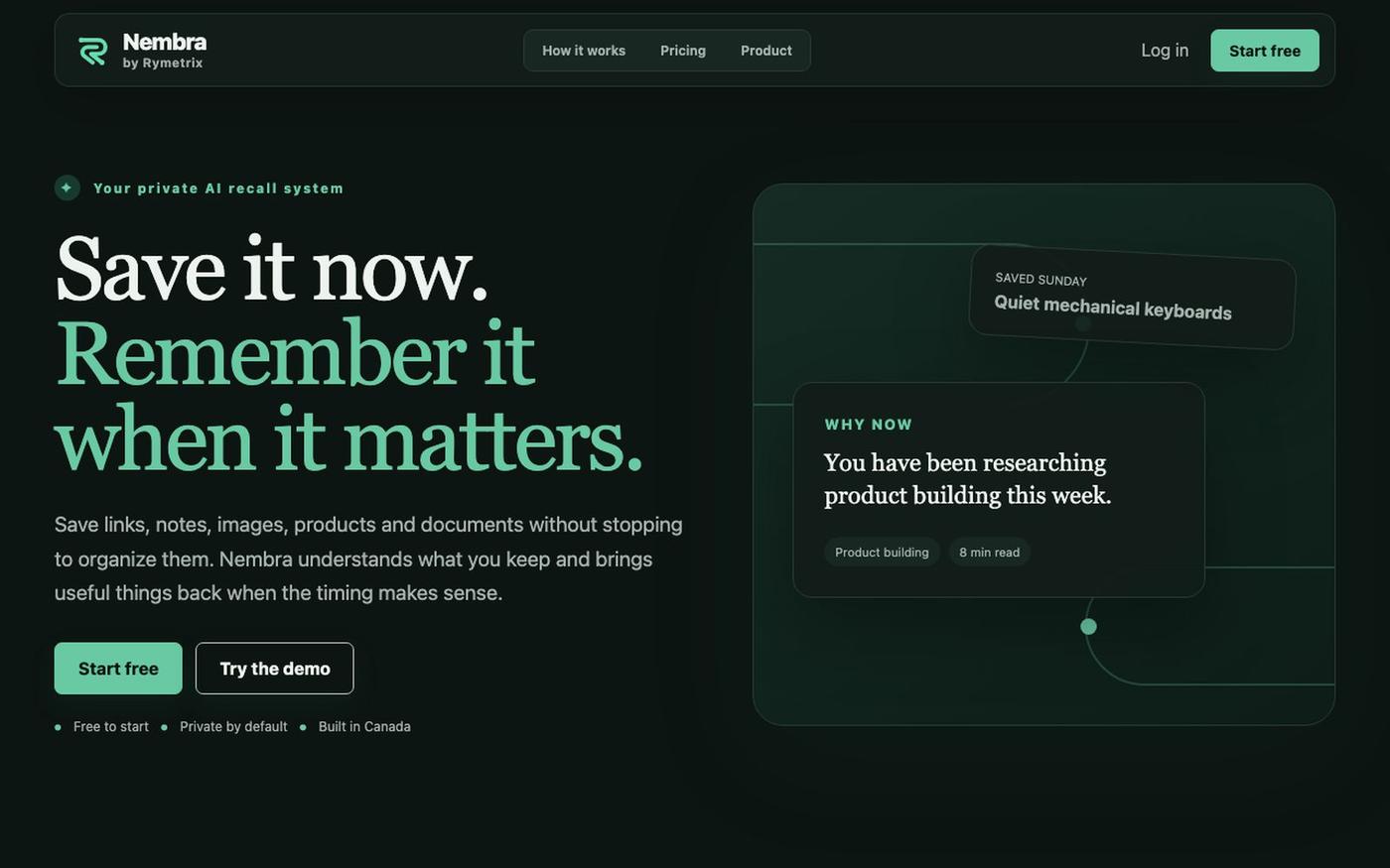 Nembra by Rymetrix | Private AI Recall System — screenshot