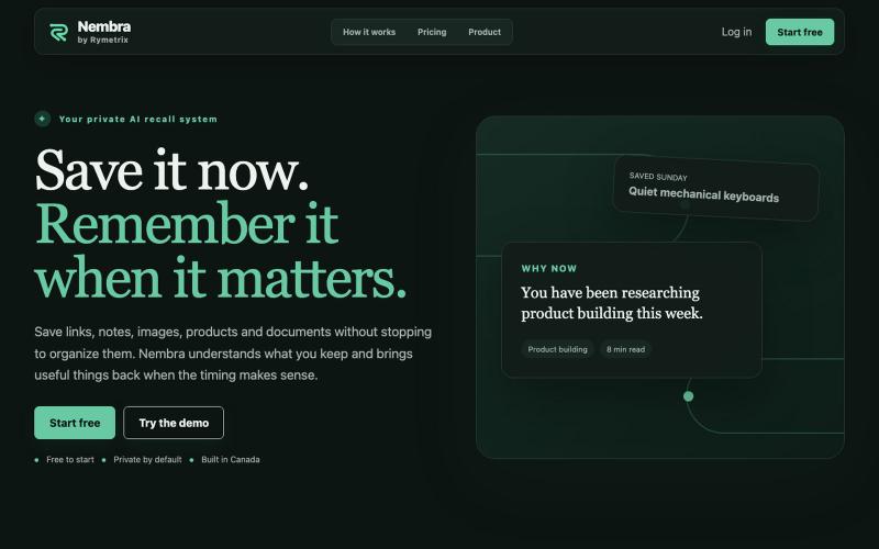 Nembra by Rymetrix | Private AI Recall System — screenshot