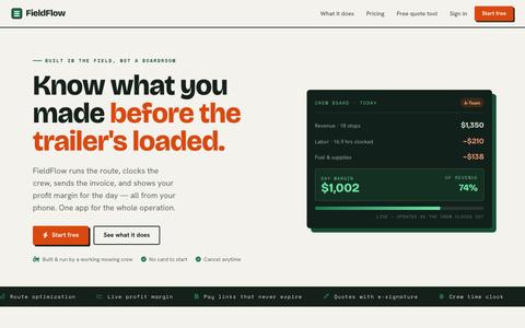 FieldFlow — Field service software built by a mowing crew — screenshot