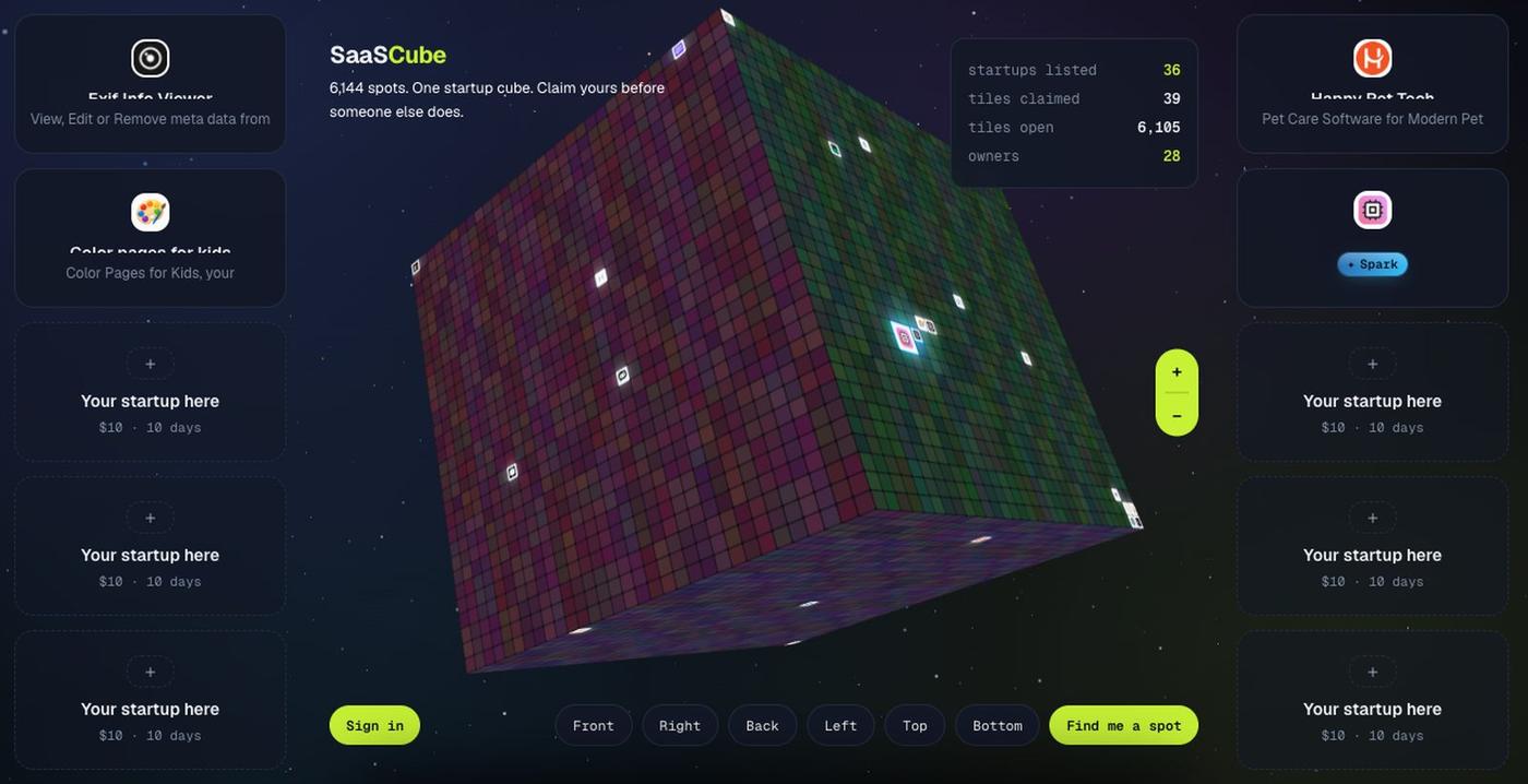 SaaSCube — claim your spot on the cube — screenshot