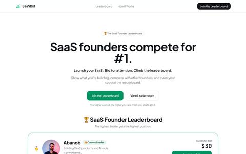 SaaSBid — SaaS founders compete for #1 — screenshot