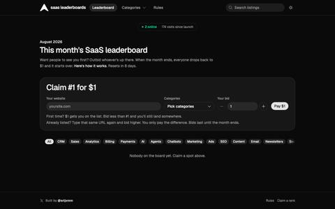 saas leaderboards — screenshot