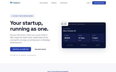 Saddle — The Founder OS for African Startups — screenshot