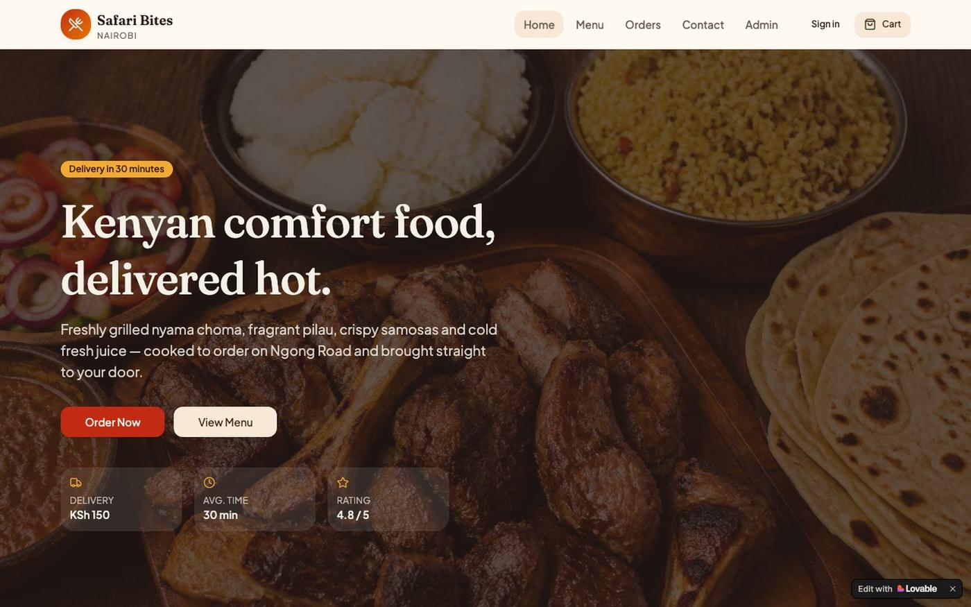 Safari Bites — Order Kenyan Food in Nairobi — screenshot