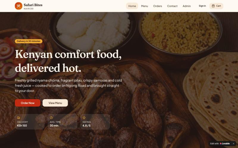 Safari Bites — Order Kenyan Food in Nairobi — screenshot