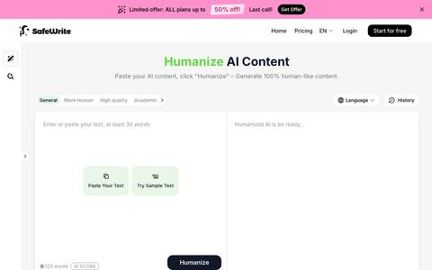 SafeWrite: Personalized AI Humanizer — screenshot