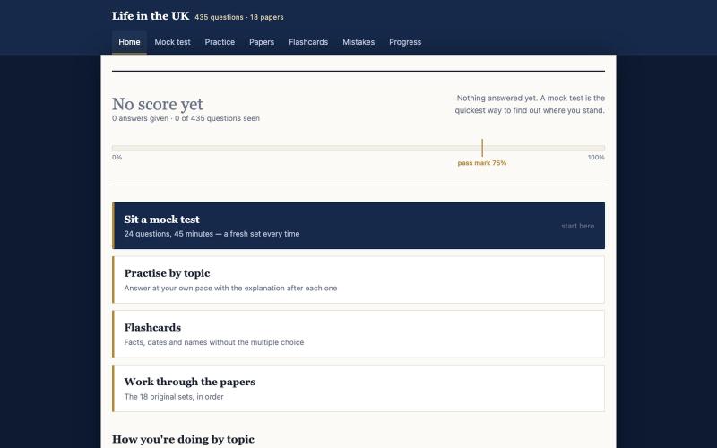 Life in the UK — Practice — screenshot