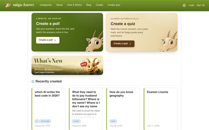 Create surveys and polls — Saigaknows.com — screenshot