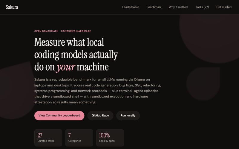 Sakura — Benchmark for Local Coding Models — screenshot