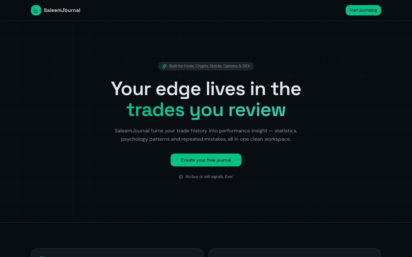SaleemJournal — AI-Powered Trading Journal for Serious Traders — screenshot