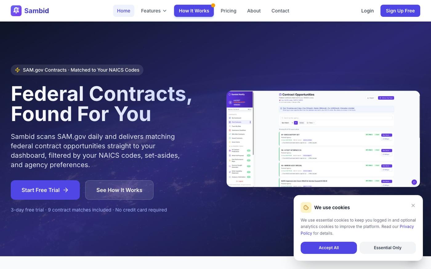 Sambid — Federal Contract Opportunity Alerts & SAM.gov Notifications — screenshot
