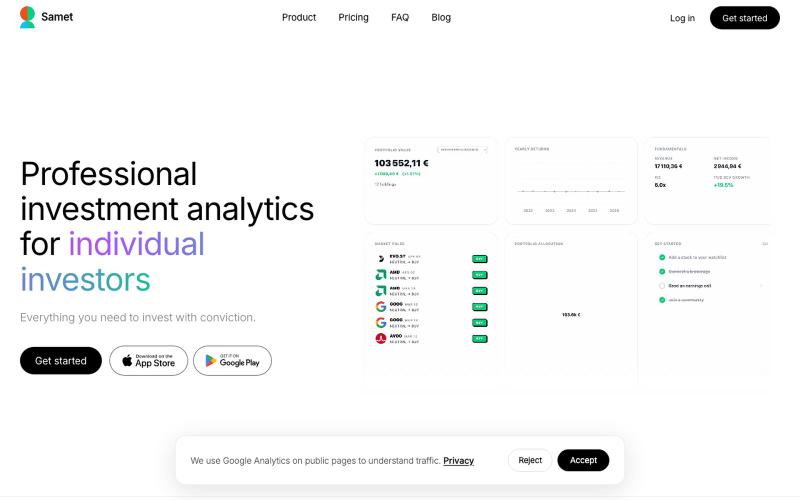 Samet — Professional financial tools for everybody — screenshot