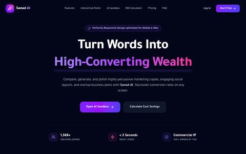 Sanad AI | Intelligent Copywriting & Business Generation Platform — screenshot