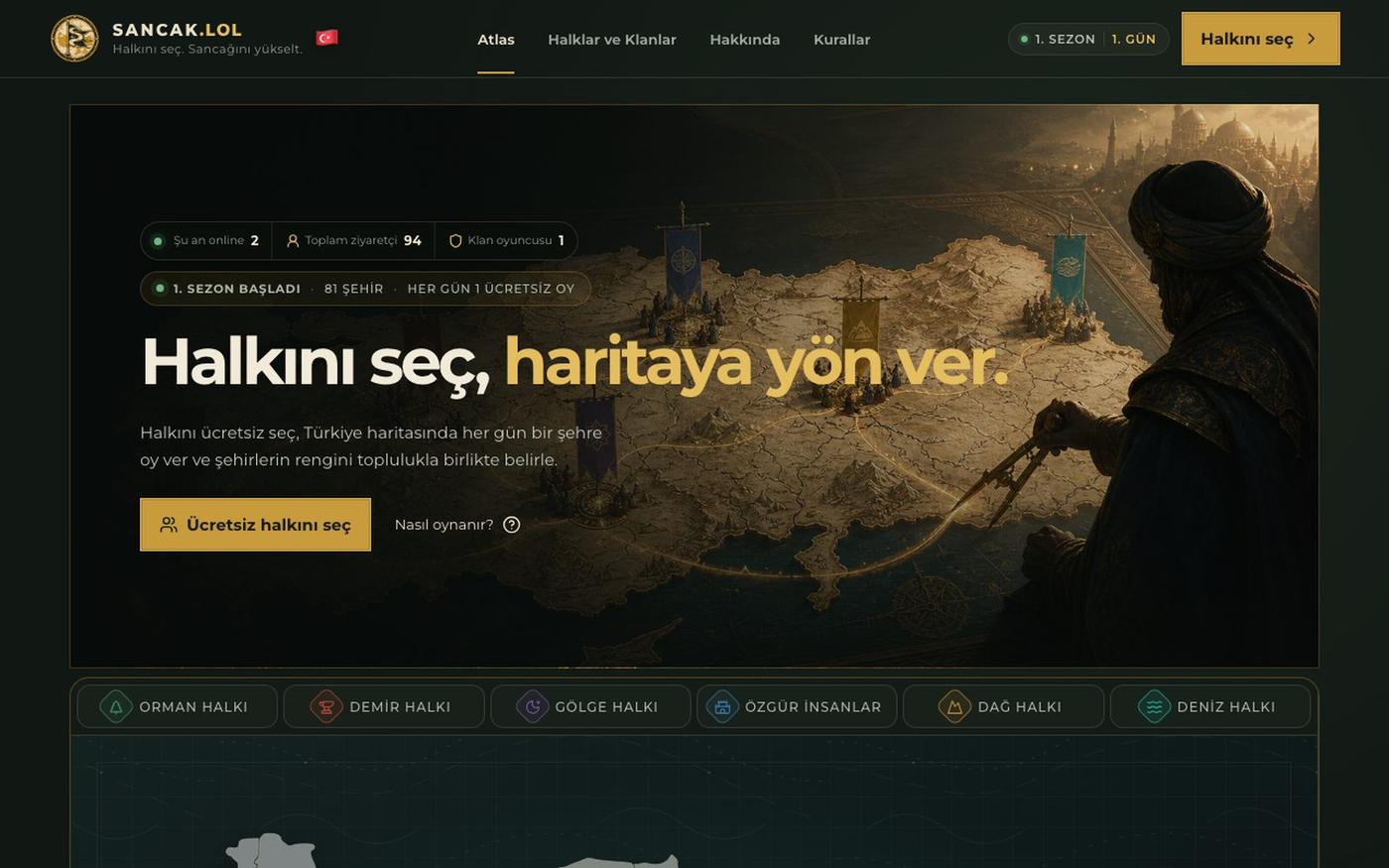 Sancak.lol — Halkını Seç. Sancağını Yükselt. — screenshot