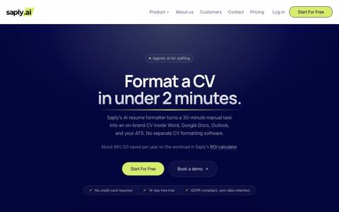 Saply.ai | Agentic AI for CV Automation & Management Software — screenshot