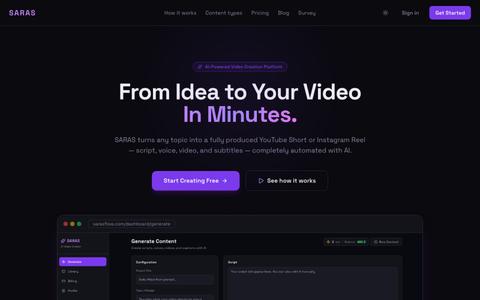 SARAS — AI Video Creator — screenshot