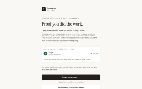 SatyaShift — Proof you did the work — screenshot
