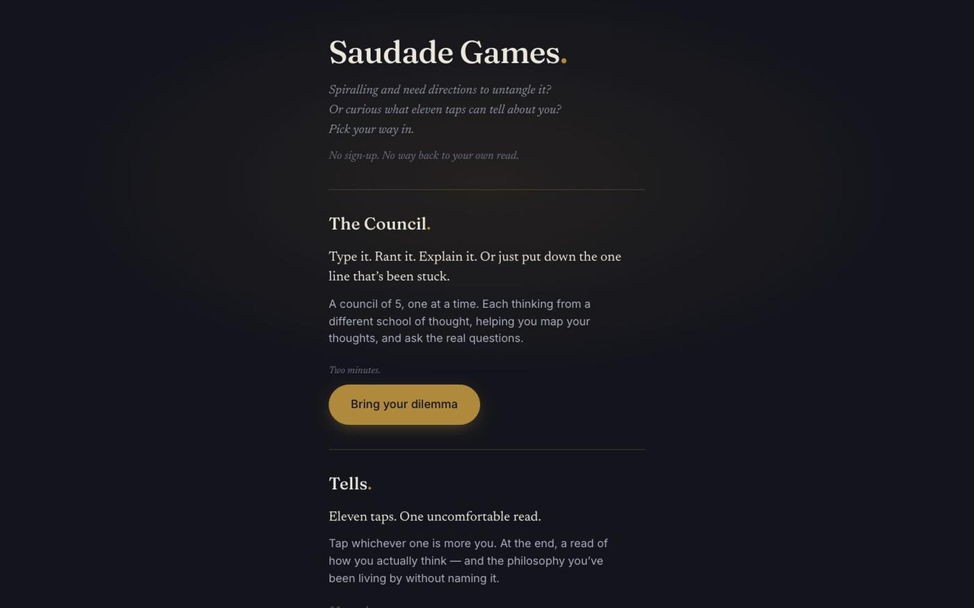 Saudade Games — screenshot