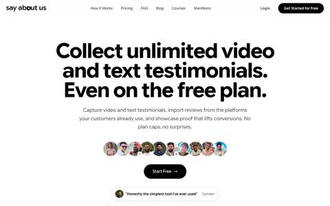 Say About Us - Collect & Showcase Customer Testimonials — Say About Us — screenshot