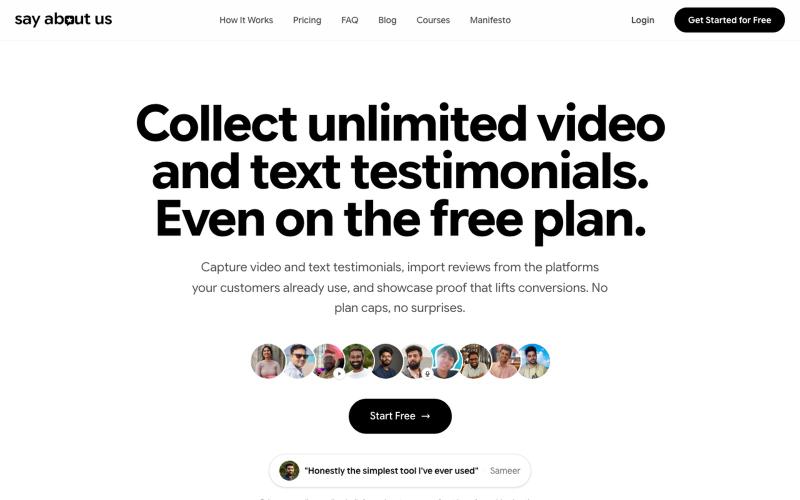 Say About Us - Collect & Showcase Customer Testimonials — Say About Us — screenshot