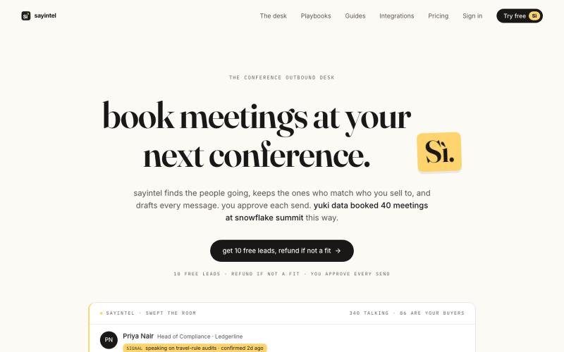 sayintel: turn any event into replies — screenshot