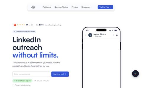 AI SDR for LinkedIn Outreach & Meetings | Sbl.so — screenshot