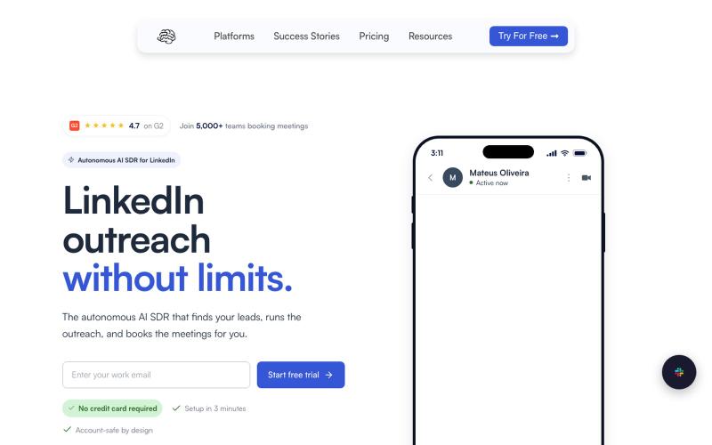 AI SDR for LinkedIn Outreach & Meetings | Sbl.so — screenshot