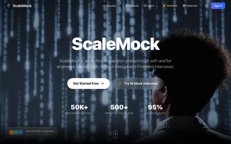 ScaleMock - #1 SDE Interview Preparation Platform | System Design, DSA, LLD — screenshot