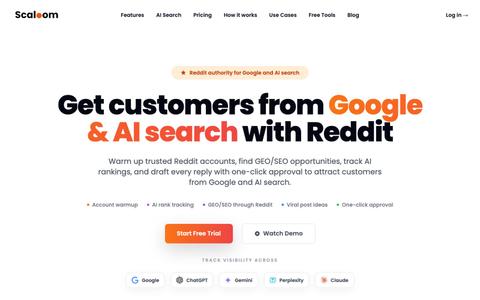 Use Reddit Marketing to Get Customers from Google and AI Search | Scaloom — screenshot
