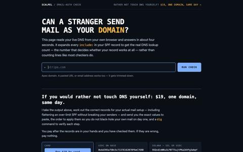 Can a stranger send email as your domain? — free SPF, DKIM & DMARC check — screenshot