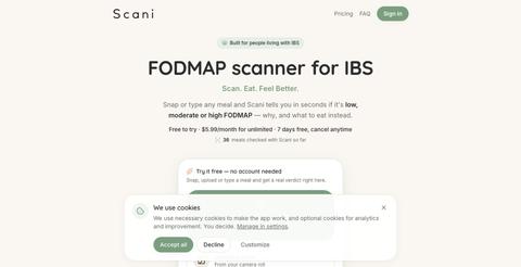 Scani — FODMAP & IBS nutrition assistant — screenshot