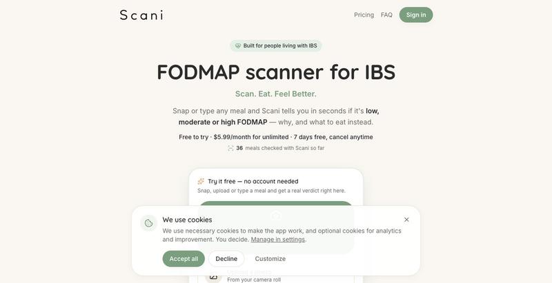 Scani — FODMAP & IBS nutrition assistant — screenshot