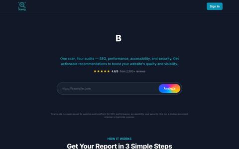 Scanly.site — AI Website Audit Tool for SEO, Core Web Vitals, Accessibility & Se — screenshot