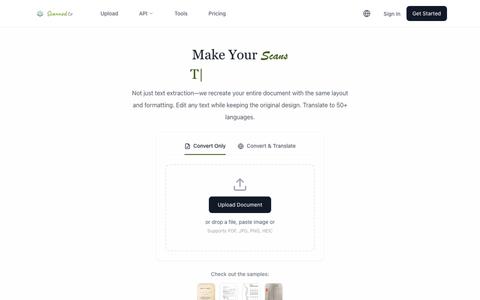 scanned.to | AI OCR to Convert Scanned Docs & PDFs — screenshot