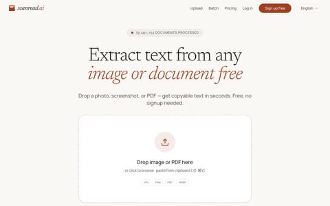Extract text from any image or document free — ScanRead.ai — screenshot
